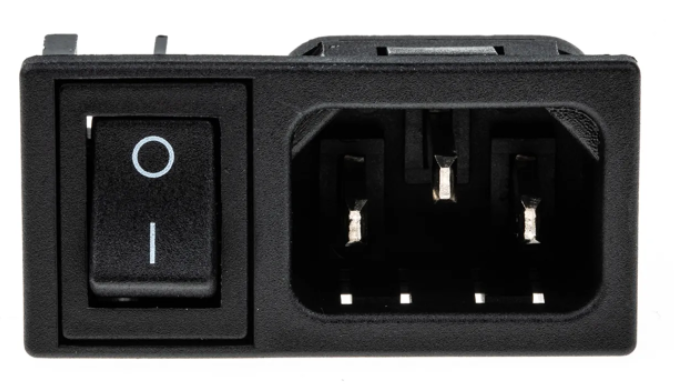 IEC C14 POWER SOCKET WITH TOGGLE SWITCH ON-OFF 250V 10A BLACK