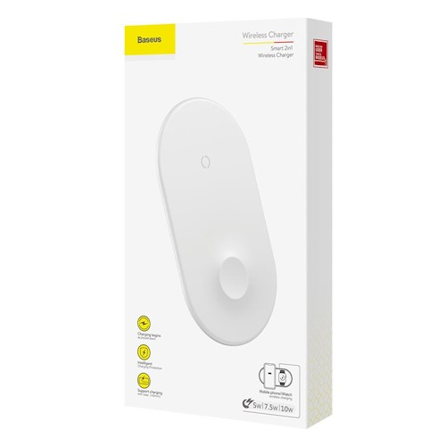 BASEUS WIRELESS CHARGER SMART 2in1 WHITE