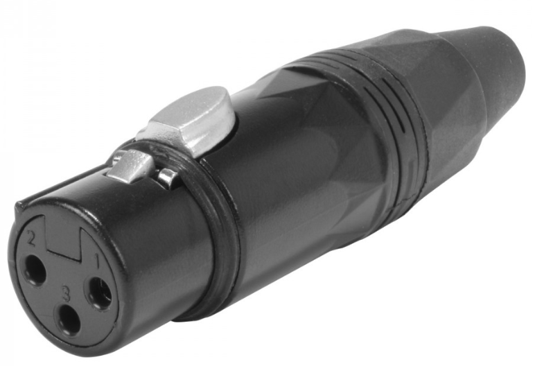 3 WAY FEMALE XLR CONNECTOR O8MM BLACK (UNIT)