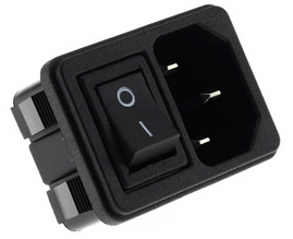 IEC C14 PLUG WITH ON-OFF TOGGLE SWITCH AND FUSE 250V 10A BLACK