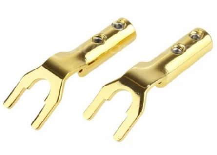 EIZZ EZ-502 POZLAĆENI BAKRENE VILICE ZA KABLOVE ZA ZVUČNIKE, FI kabla 5mm (PAR)