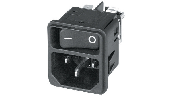 SCHURTER SOCKET PLUG WITH ON-OFF TOGGLE SWITCH AND FUSE 250V 12A BLACK