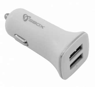 USB AUTO PUNJAČ SBOX CC-224 - 2 ULAZA BIJELI