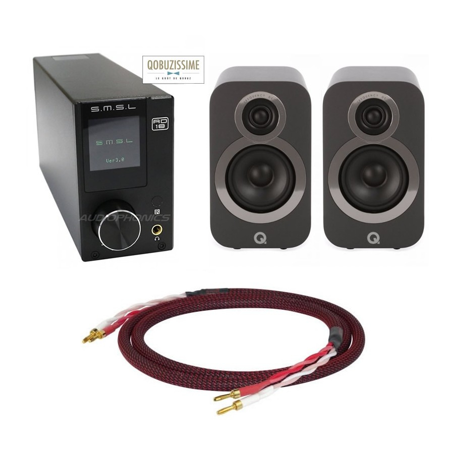 SMSL AD18 V3 FDA / Q ACOUSTICS 3010I SPEAKERS / SPEAKER CABLES OFC 24K 3M PACK