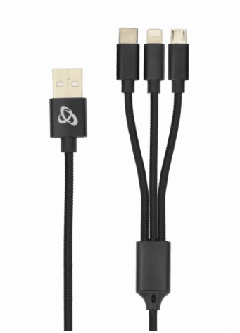 KABEL SBOX USB 2.0 MUŠKI -&gt; 8-PIN/TYPE-C/MICRO USB MUŠKI, 2.4 A, 1 M USB-3IN1