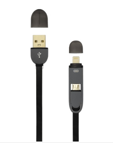 KABEL USB A MUŠKI - MICRO USB + 8-PIN IPH MUŠKI 1 M CRNI USB 2IN1B/R