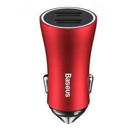 [ACCTFO843] BASEUS CAR CHARGER GOLDEN CONTACTOR RED