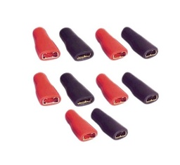 [AUD1922] INSULATED FEMALE BLADE TERMINAL GOLD PLATED 6.3mm 1.5-3.4mm² BLACK/RED (x10)