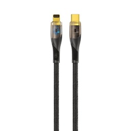 [SMTCAB188] TELLUR USB-C TO LIGHTNING CABLE, TRANSPARENT SERIES PD27W, 1M, BLACK TLL155721