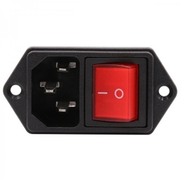 [AUD2211] UTIČNICA IEC C14 S CRVENIM SVJETLOM NA PREKIDAČ 250V 10A CRNA