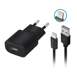 [ACCTFO2391] FOREVER TC-01 PUNJAČ 1x USB 2A CRNI + LIGHTNING KABEL