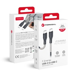 [ACCPT3008] Forcell F-Energy CB-05C Kabel Usb C Na Usb C QC4.0 Pd 5A 240W Carbon 1m Crni