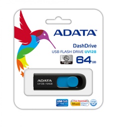 [MEM274] ADATA DASHDRIVE UV128 64GB USB3.0 Black-Blue 90MB / 40MB