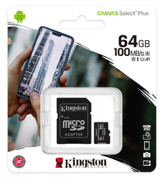 [MEM626] KINGSTON MICROSD 64GB CLASS10 CANVAS SELECT PLUS 100 MB/s