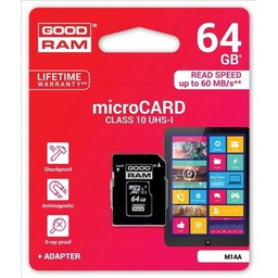 [MEM636] GOODRAM MEMORIJSKA KARTICA MICROSD 64GB CLASS 10 + ADAPTER