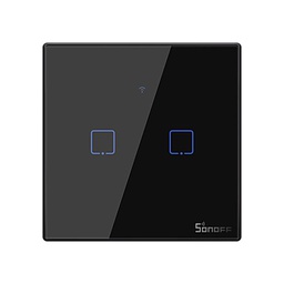 [SH070] SONOFF T3EU2C-TX, SMART WI-FI APP i RF REMOTE SKLOPKA ZA SVJETLO, CRNA, 2 GRUPE TROŠILA