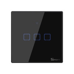 [SH071] SONOFF T3EU3C-TX, SMART WI-FI APP i RF REMOTE SKLOPKA ZA SVJETLO CRNA, 3 GRUPE TROŠILA