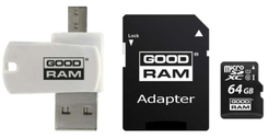 [MEM726] GOODRAM ČITAČ KARTICA microSDHC 64GB CL10 + adapter + card reader