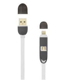 [SMTCAB174] KABEL SBOX USB A MUŠKI - MICRO USB + 8-PIN IPH MUŠKI 1 M BIJELI USB 2IN1W/R
