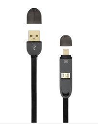 [SMTCAB178] KABEL USB A MUŠKI - MICRO USB + 8-PIN IPH MUŠKI 1 M CRNI USB 2IN1B/R